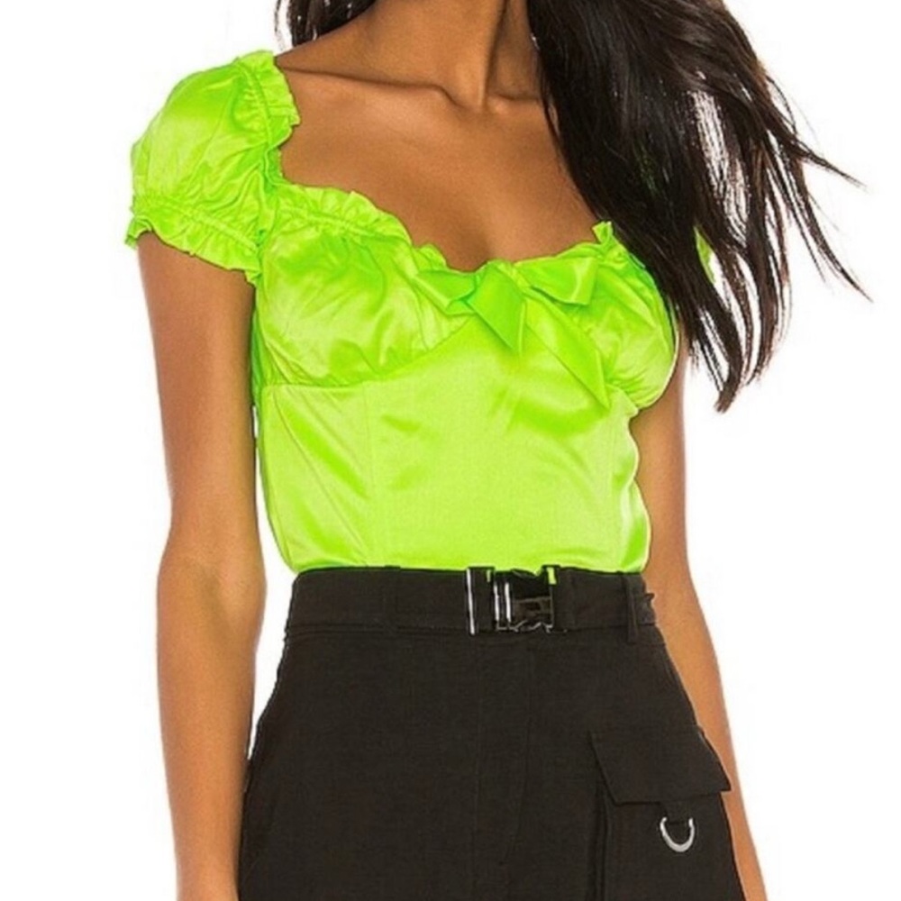 I.AM.GIA Neon Green Ruffle Blouse